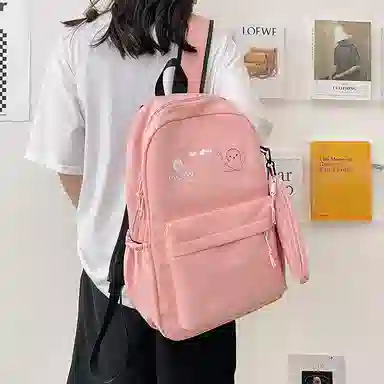 尼格尔 简约小清新校园简单时尚中大学生可爱洋气尼龙书包背包双肩包 女款 多色