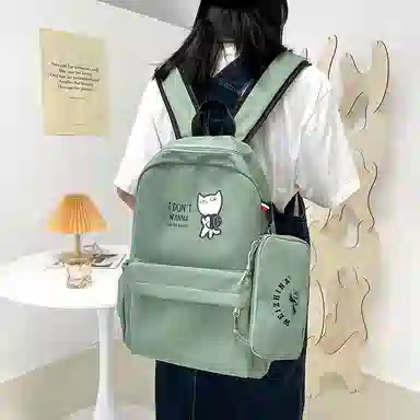 尼格尔 新款学生可爱卡通时尚字母大容量旅行优质面料书包背包双肩包 女款 多色