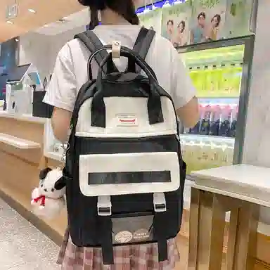 尼格尔大容量双肩包女高中生尼龙电脑旅行背包初中生书包女大学生韩版高颜值 多色