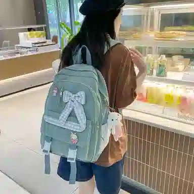 尼格尔 小学生书包蝴蝶结可爱甜美尼龙书包背包双肩包 女款 多色