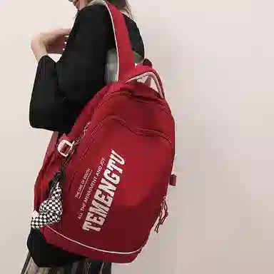 尼格尔简约休闲复古运动风双肩包春季尼龙新款大容量韩版日系背包中学生书包 中号 男女同款 多色