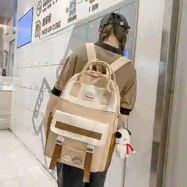 尼格尔大容量双肩包女高中生尼龙电脑旅行背包初中生书包女大学生韩版高颜值 多色