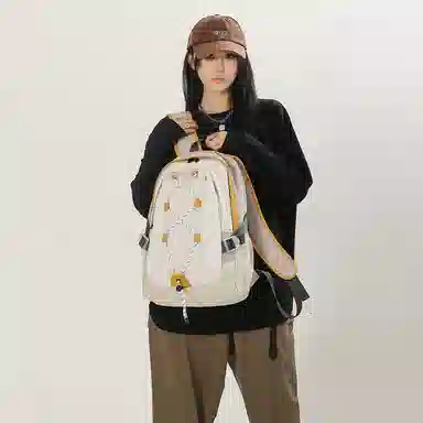 尼格尔 潮流时尚双肩包旅游休闲背包通勤大容量初高中学生书 尼龙 男女同款情侣款 多色