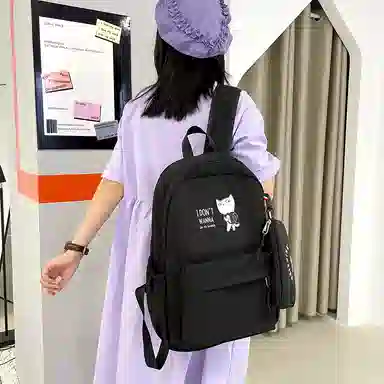 尼格尔 新款学生可爱卡通时尚字母大容量旅行优质面料书包背包双肩包 女款 多色