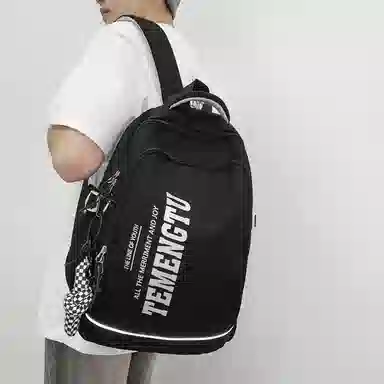 尼格尔简约休闲复古运动风双肩包春季尼龙新款大容量韩版日系背包中学生书包 中号 男女同款 多色