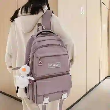 尼格尔 书包男女新款中大学生大容量时尚潮流尼龙双肩包韩版休闲简约背包 男女同款情侣款 多色