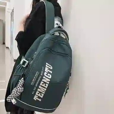 尼格尔简约休闲复古运动风双肩包春季尼龙新款大容量韩版日系背包中学生书包 中号 男女同款 多色