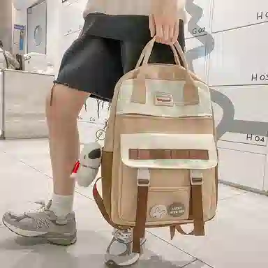 尼格尔大容量双肩包女高中生尼龙电脑旅行背包初中生书包女大学生韩版高颜值 多色