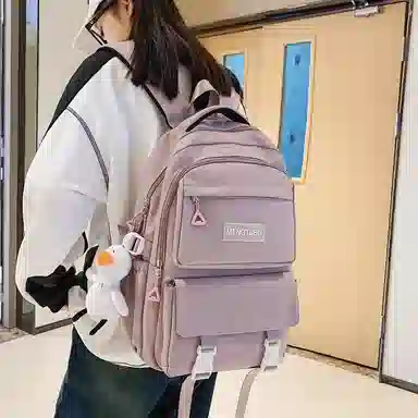 尼格尔 书包男女新款中大学生大容量时尚潮流尼龙双肩包韩版休闲简约背包 男女同款情侣款 多色