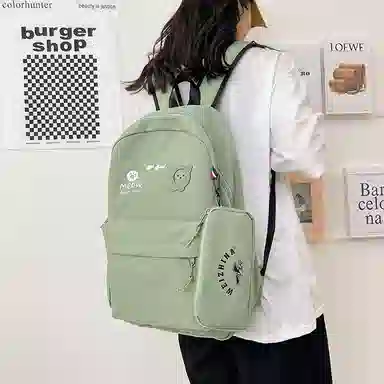 尼格尔 简约小清新校园简单时尚中大学生可爱洋气尼龙书包背包双肩包 女款 多色