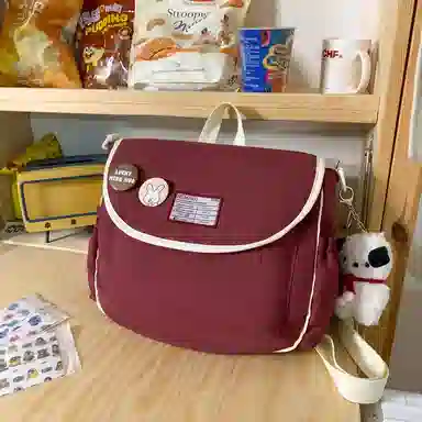 尼格尔 学生斜挎包女生单肩包韩版尼龙初中高中上课补习书包百搭包包 多色