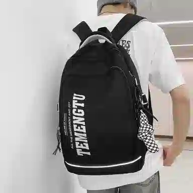 尼格尔简约休闲复古运动风双肩包春季尼龙新款大容量韩版日系背包中学生书包 中号 男女同款 多色