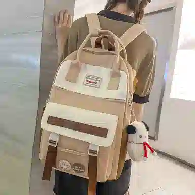 尼格尔大容量双肩包女高中生尼龙电脑旅行背包初中生书包女大学生韩版高颜值 多色