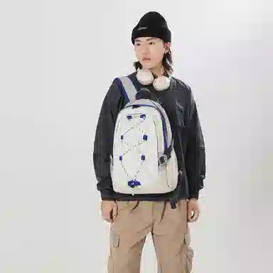 尼格尔 潮流时尚双肩包旅游休闲背包通勤大容量初高中学生书 尼龙 男女同款情侣款 多色