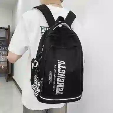 尼格尔简约休闲复古运动风双肩包春季尼龙新款大容量韩版日系背包中学生书包 中号 男女同款 多色