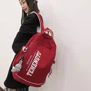 尼格尔简约休闲复古运动风双肩包春季尼龙新款大容量韩版日系背包中学生书包 中号 男女同款 多色