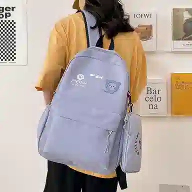 尼格尔 简约小清新校园简单时尚中大学生可爱洋气尼龙书包背包双肩包 女款 多色