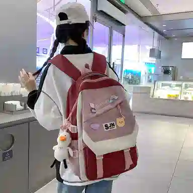 尼格尔大容量双肩背包休闲校园女生尼龙双肩包小学生初中生学生上课书包女多色