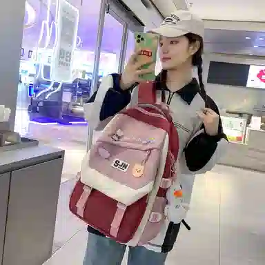 尼格尔大容量双肩背包休闲校园女生尼龙双肩包小学生初中生学生上课书包女多色