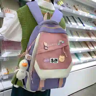 尼格尔大容量双肩背包休闲校园女生尼龙双肩包小学生初中生学生上课书包女多色