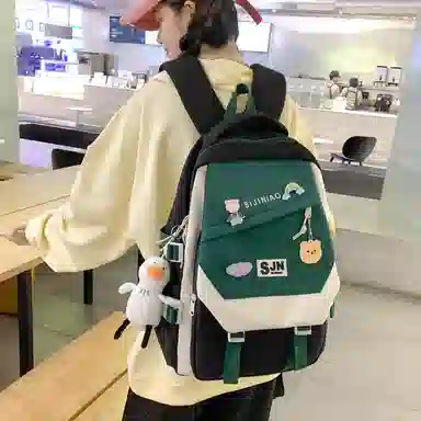 尼格尔大容量双肩背包休闲校园女生尼龙双肩包小学生初中生学生上课书包女多色