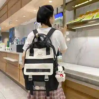 尼格尔大容量双肩包女高中生尼龙电脑旅行背包初中生书包女大学生韩版高颜值 多色