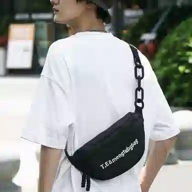 尼格尔情侣简约单肩斜挎包 街头休闲百搭运动单肩包 尼龙个性质感便携式胸包  男女同款