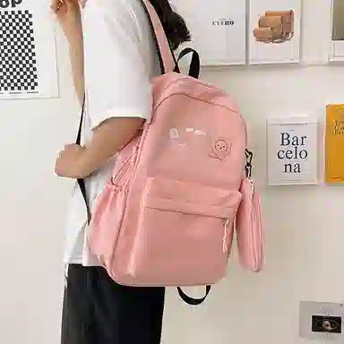 尼格尔 简约小清新校园简单时尚中大学生可爱洋气尼龙书包背包双肩包 女款 多色