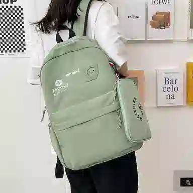 尼格尔 简约小清新校园简单时尚中大学生可爱洋气尼龙书包背包双肩包 女款 多色