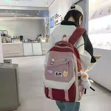 尼格尔大容量双肩背包休闲校园女生尼龙双肩包小学生初中生学生上课书包女多色