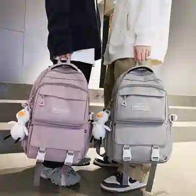 尼格尔 书包男女新款中大学生大容量时尚潮流尼龙双肩包韩版休闲简约背包 男女同款情侣款 多色