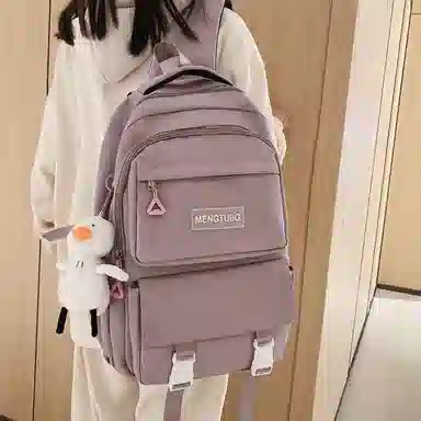 尼格尔 书包男女新款中大学生大容量时尚潮流尼龙双肩包韩版休闲简约背包 男女同款情侣款 多色