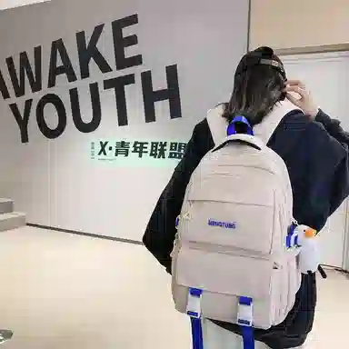 尼格尔 书包男女新款中大学生大容量时尚潮流尼龙双肩包韩版休闲简约背包 男女同款情侣款 多色