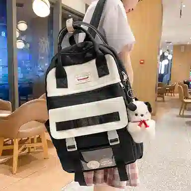 尼格尔大容量双肩包女高中生尼龙电脑旅行背包初中生书包女大学生韩版高颜值 多色