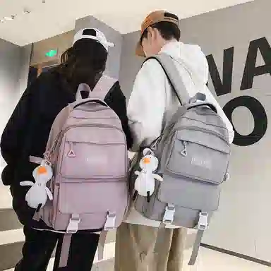 尼格尔 书包男女新款中大学生大容量时尚潮流尼龙双肩包韩版休闲简约背包 男女同款情侣款 多色