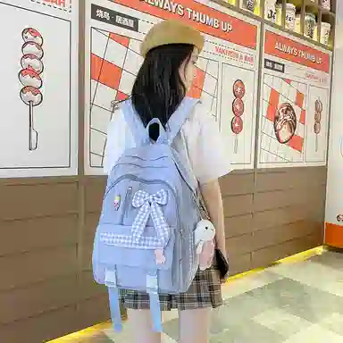 尼格尔 小学生书包蝴蝶结可爱甜美尼龙书包背包双肩包 女款 多色