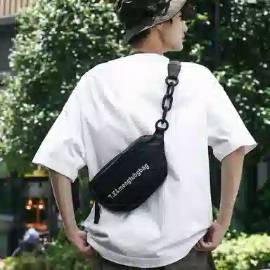 尼格尔情侣简约单肩斜挎包 街头休闲百搭运动单肩包 尼龙个性质感便携式胸包  男女同款