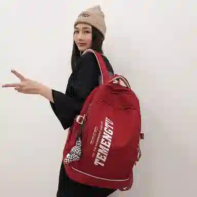 尼格尔简约休闲复古运动风双肩包春季尼龙新款大容量韩版日系背包中学生书包 中号 男女同款 多色