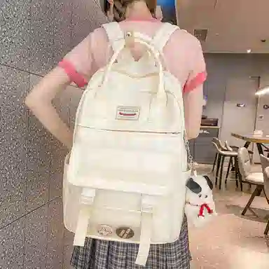 尼格尔大容量双肩包女高中生尼龙电脑旅行背包初中生书包女大学生韩版高颜值 多色