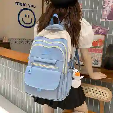 尼格尔工装书包女大学生新款时尚大容量尼龙电脑双肩包睿营背包女士旅行包潮 中号 多色