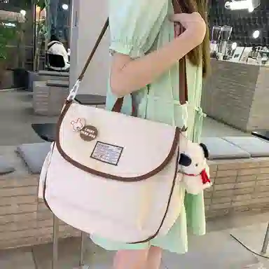 尼格尔 学生斜挎包女生单肩包韩版尼龙初中高中上课补习书包百搭包包 多色