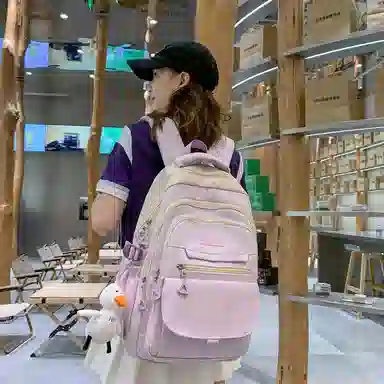 尼格尔工装书包女大学生新款时尚大容量尼龙电脑双肩包睿营背包女士旅行包潮 中号 多色