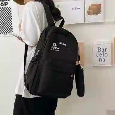 尼格尔 简约小清新校园简单时尚中大学生可爱洋气尼龙书包背包双肩包 女款 多色