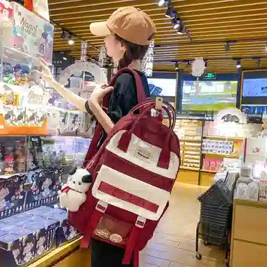 尼格尔大容量双肩包女高中生尼龙电脑旅行背包初中生书包女大学生韩版高颜值 多色