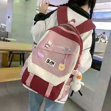 尼格尔大容量双肩背包休闲校园女生尼龙双肩包小学生初中生学生上课书包女多色