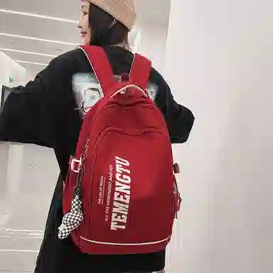 尼格尔简约休闲复古运动风双肩包春季尼龙新款大容量韩版日系背包中学生书包 中号 男女同款 多色