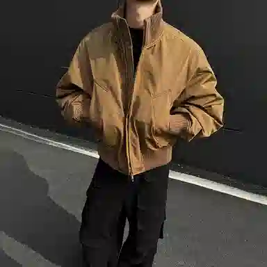 布客行 美式高街老钱风复古百搭飞行员教练立领短款宽松保暖防风防水潮流外套夹克 男女同款