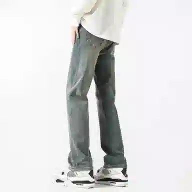 布客行 微喇弯刀美式高街风纯色做旧水洗显高显瘦潮流窄版裤牛仔裤 男女同款