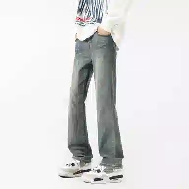 布客行 微喇弯刀美式高街风纯色做旧水洗显高显瘦潮流窄版裤牛仔裤 男女同款