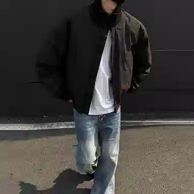 布客行 美式高街老钱风复古百搭飞行员教练立领短款宽松保暖防风防水潮流外套夹克 男女同款